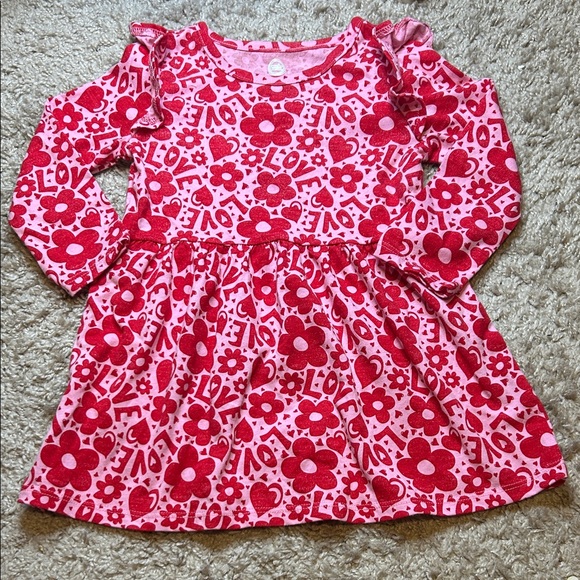 wonder nation Other - Wonder Nation Pink and Red Floral Love Long Sleeve Dress